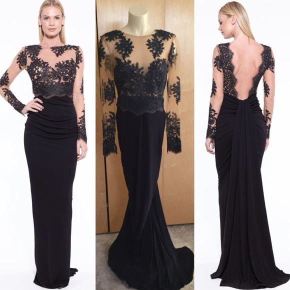 Nicole Bakti Dresses & Skirts - NICOLE BAKTI DARCY LONG/SLEV OPENBACK RUCHED GOWN